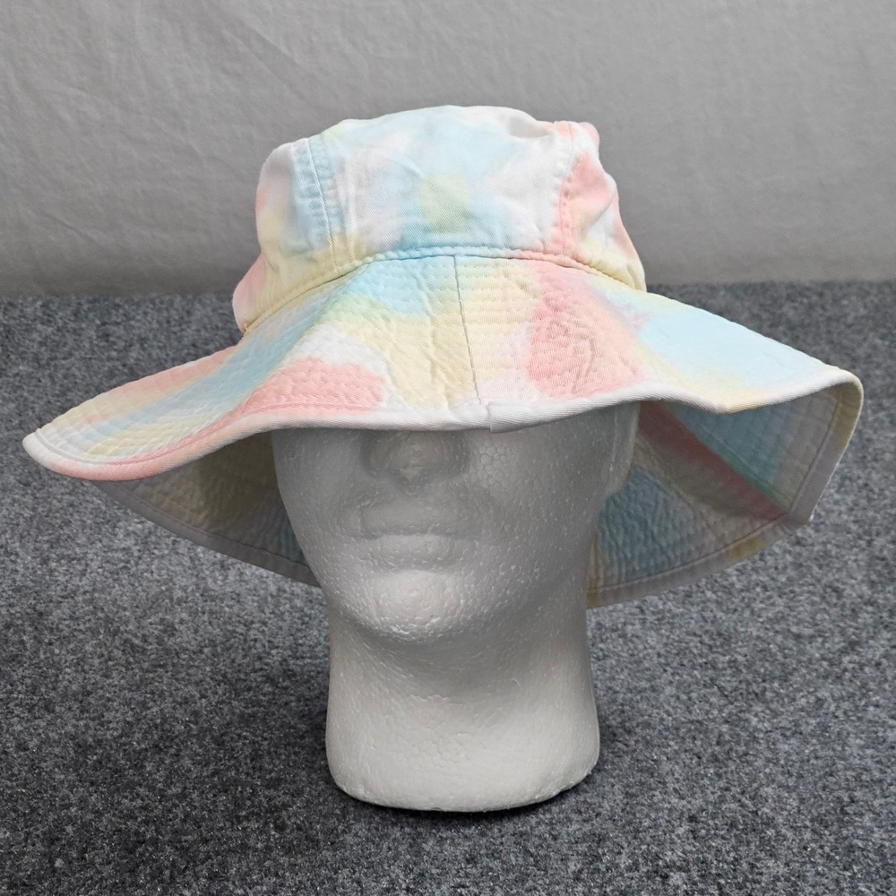 Bucket Hat S M Pink Blue Tie Dye Pastel Sun Hat Colorful Resort Bucket Beachwear